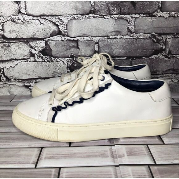 Tory Burch Ruffle White Leather Lace Sneaker Sport Shoes Women’s Sz 9M US/40EU - Picture 12 of 14